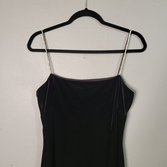 Vintage Y2K 90s Women's sz 12 Black Velvet Slip Dress Evening Gown Whimsygoth Rh - Picture 5 of 8